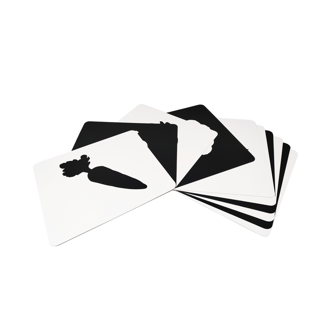 black and white high contrast flashcards for new born baby