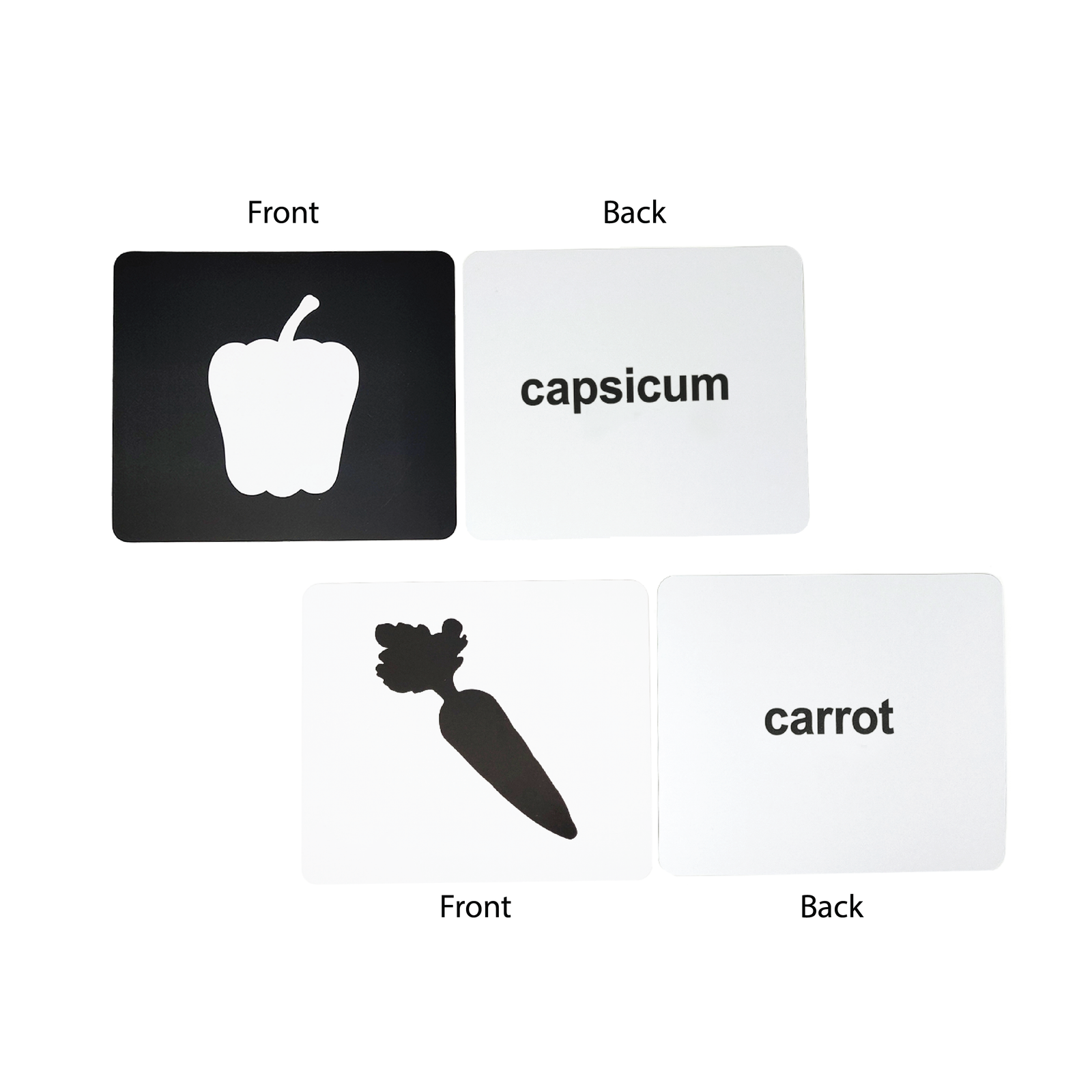 black and white high contrast flashcards