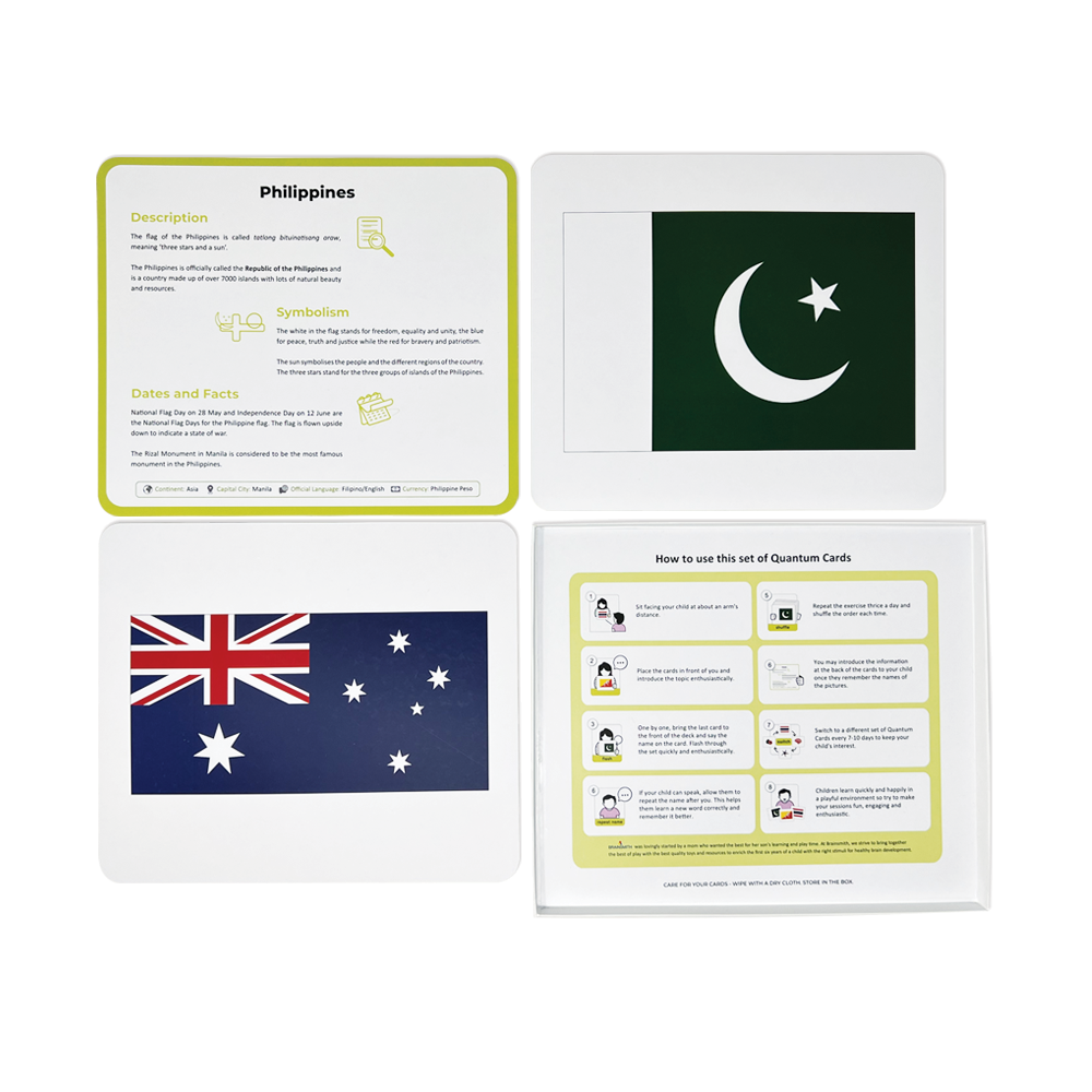 big size flags flashcards for kids