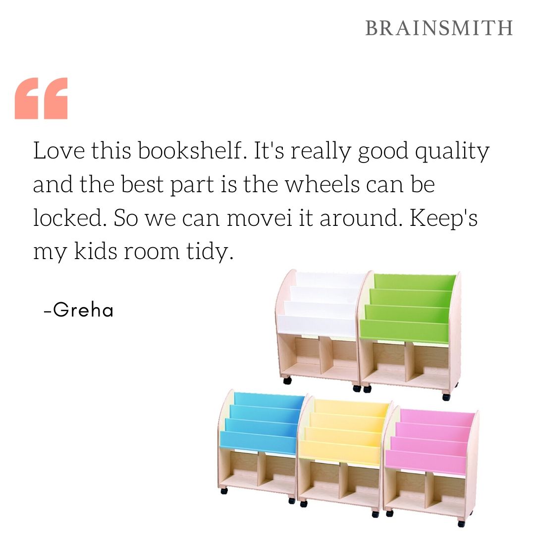 colourful and safe wooden children's bookcase