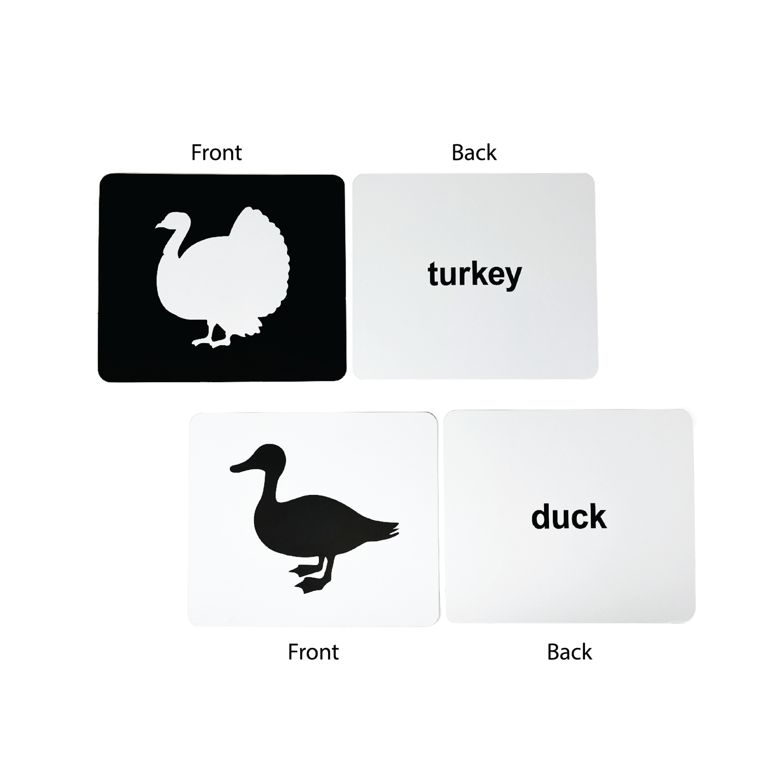high contrast black and white infant flashcards