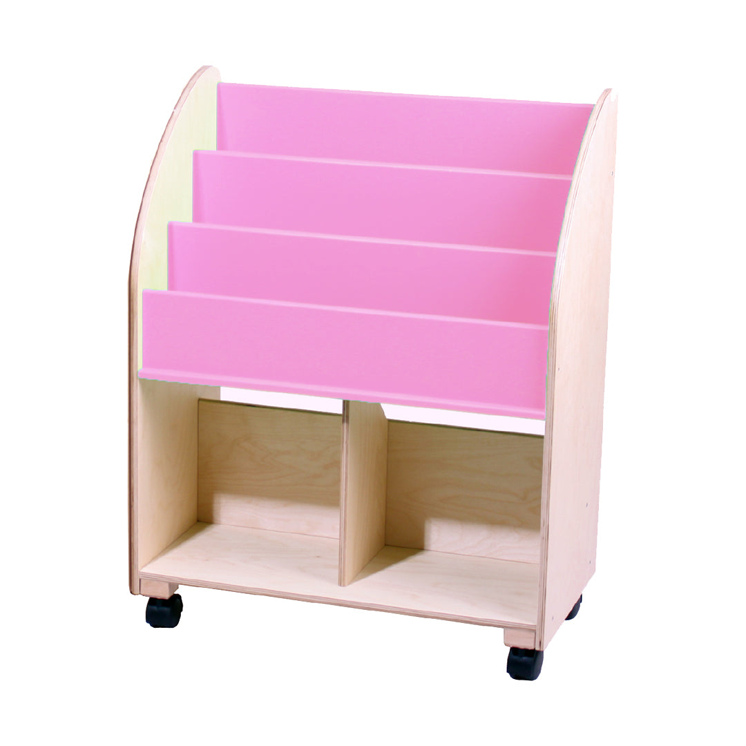 Pink wooden bookshelf for kid's library