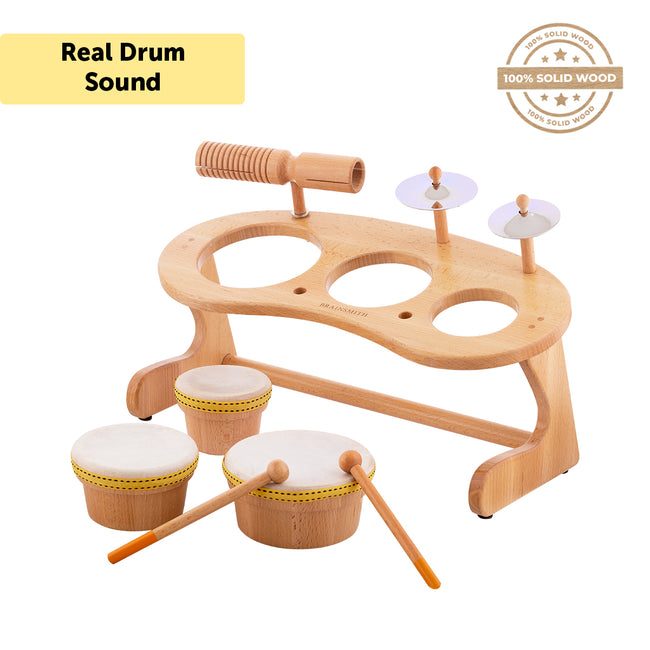 wooden toy drum set for toddlers
