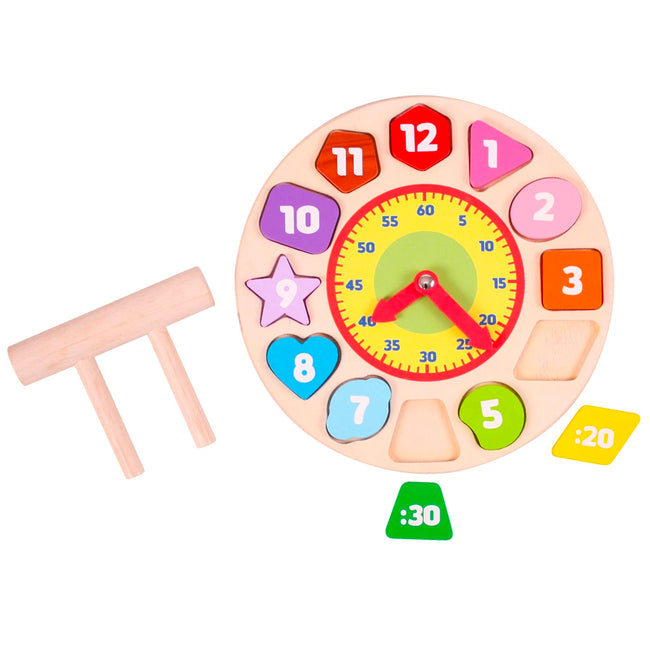 wooden clock toy for kids 