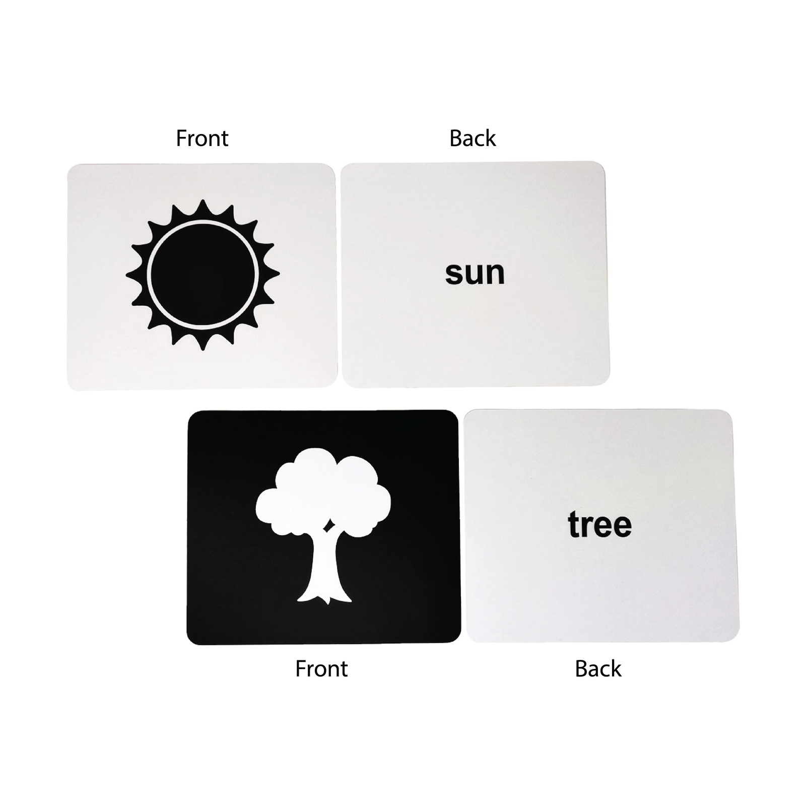 black and white high contrast infant stimulation flashcards