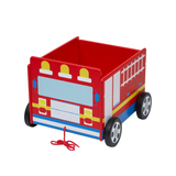 pull along wagon wooden fire truck toy