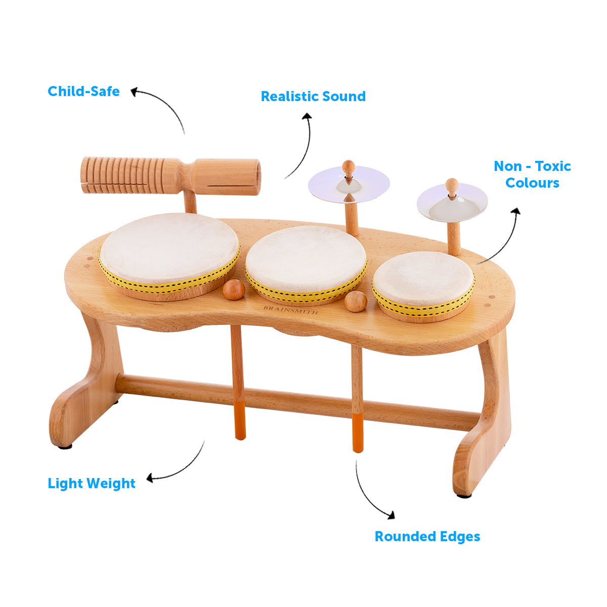 HOT Drum Set Plan Toys Solid Drum Mini Drum Set Kid's Wooden