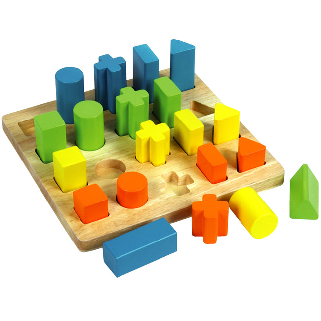 wooden shape sorting board