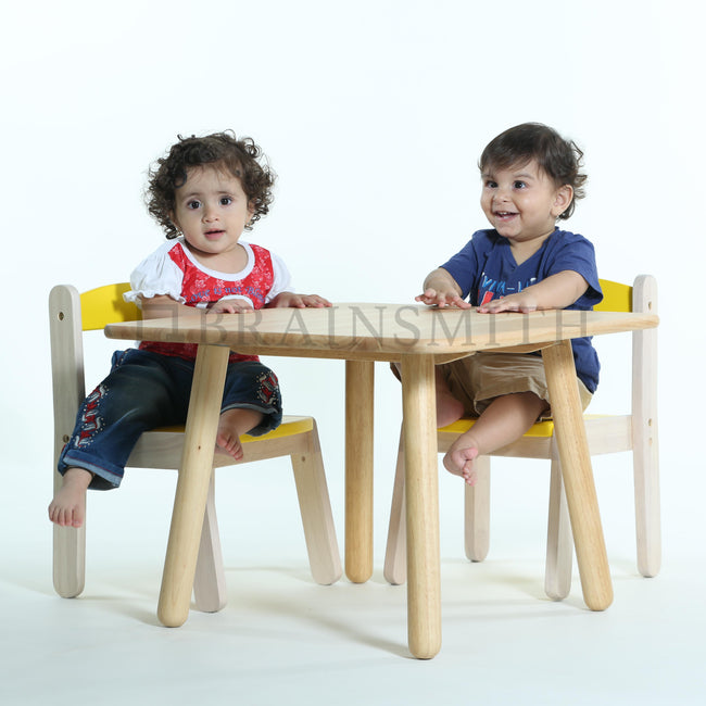 smooth wooden table and chair set toddlers with rounded edges
